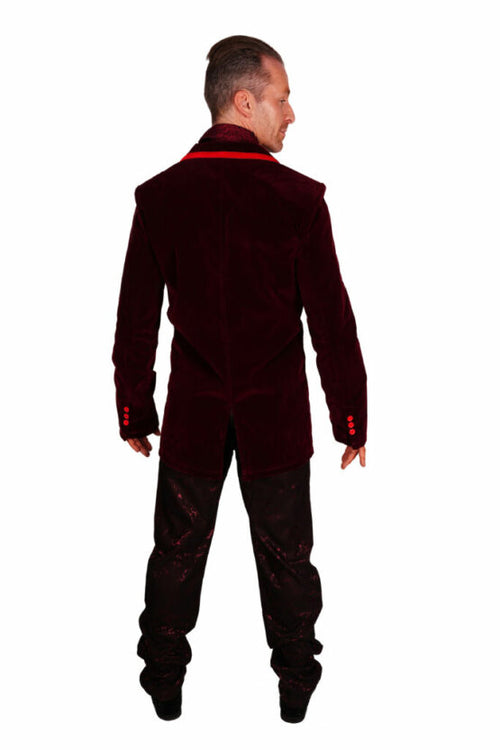 Deep Red Velveteen Vampire Coat (Clearance)