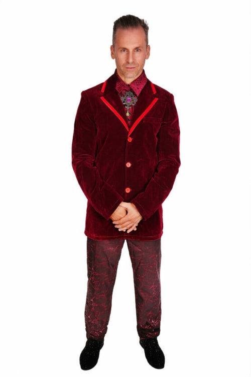 Deep Red Velveteen Vampire Coat (Clearance)