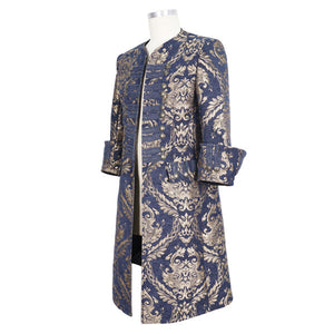 Brocade Military Pirate Frock Coat | Blue & Gold