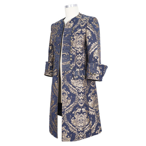 Brocade Military Pirate Frock Coat | Blue & Gold