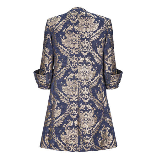 Brocade Military Pirate Frock Coat | Blue & Gold