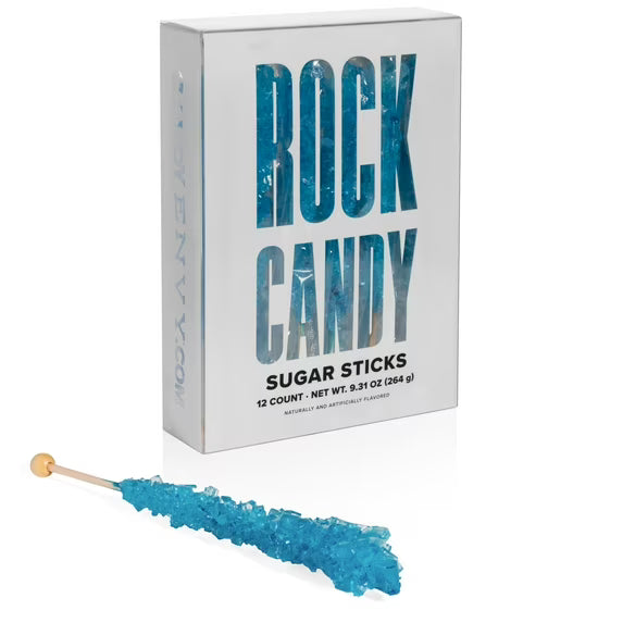 Blue Rock Candy Sugar Sticks - Blue Raspberry 12ct