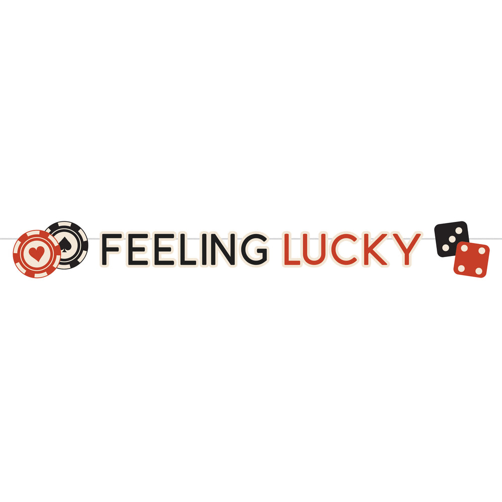 Logo with 'Feeling Lucky' text and gambling-themed graphics on a white background