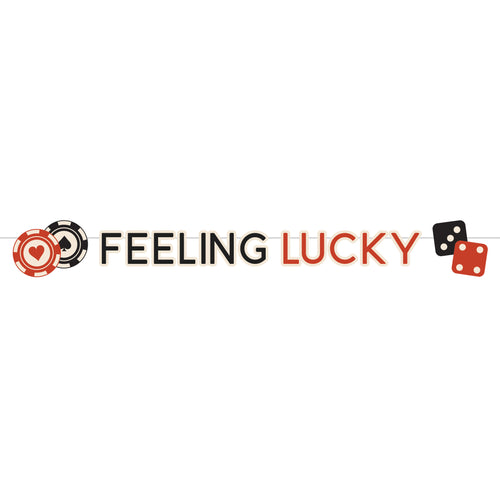 Logo with 'Feeling Lucky' text and gambling-themed graphics on a white background