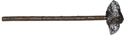 Decorative metal object with a textured handle and ornate top on a white background