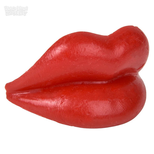 Red lip-shaped object on a white background
