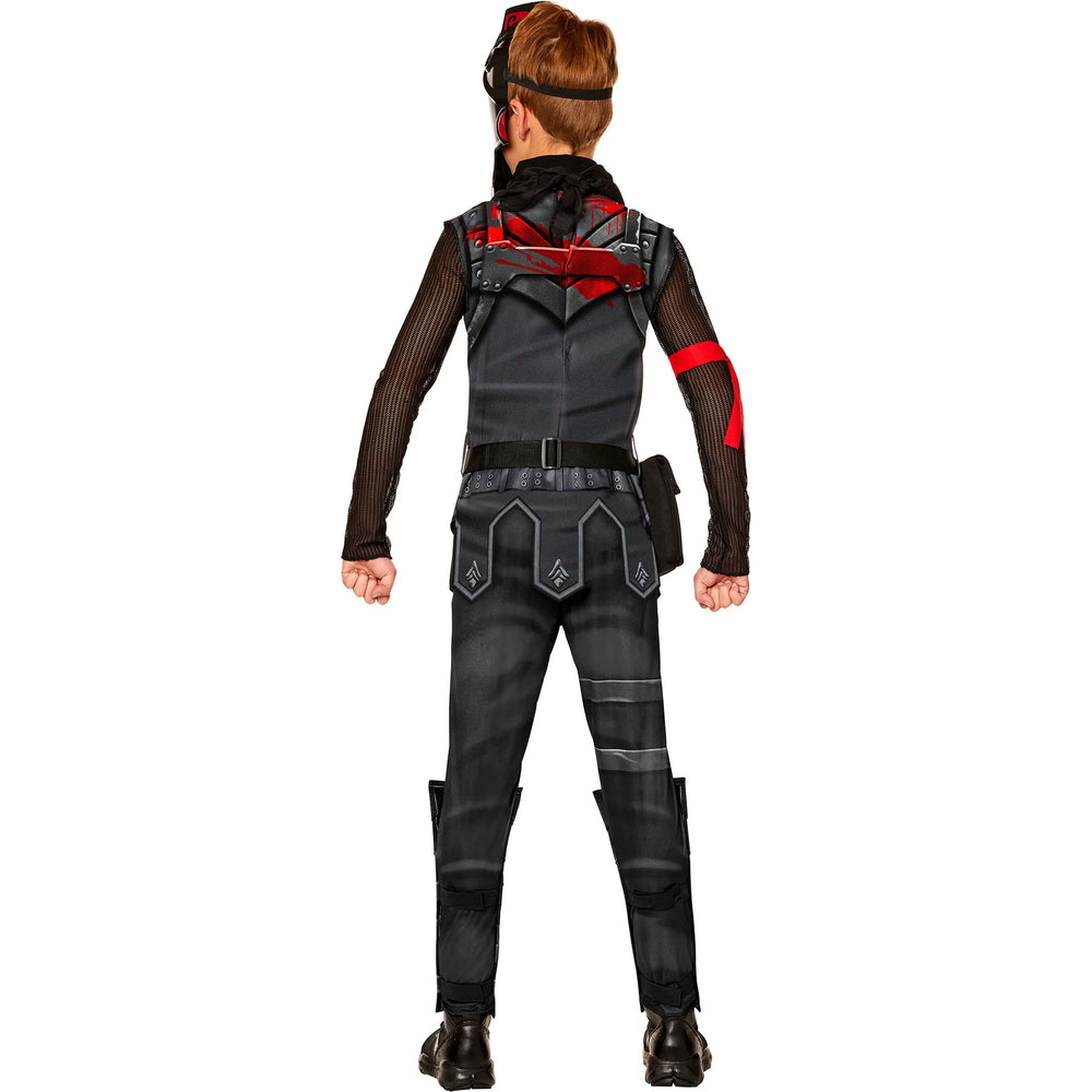 Costume with black and red design on a white background
