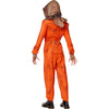 Orange jumpsuit with a hood on a white background