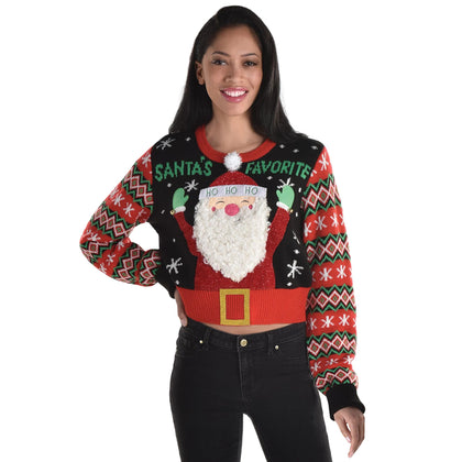 Christmas Cropped Ugly Sweater Santa