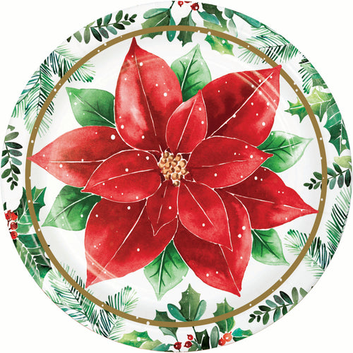 Christmas Blossom 7in Paper Plate 8ct