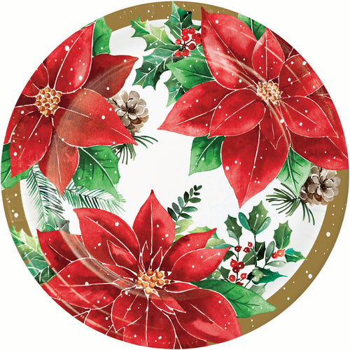 Christmas Blossom 9in Paper Plate 8ct