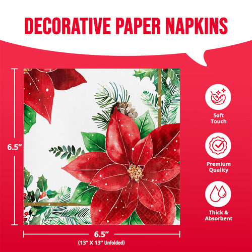 Christmas Blossom Lunch Napkins 16ct