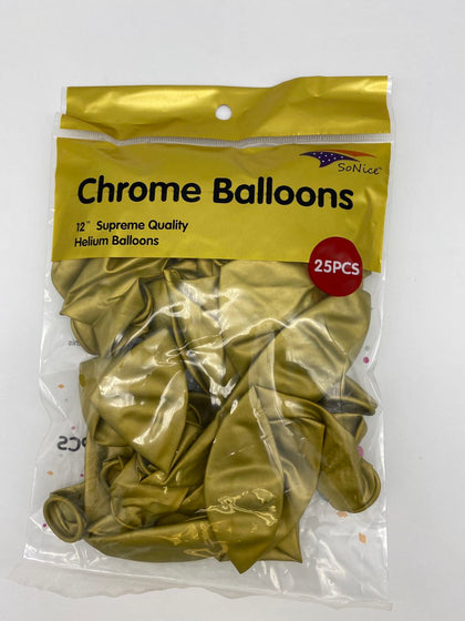 12″ Chrome balloons, 25 PCS | Chrome Gold