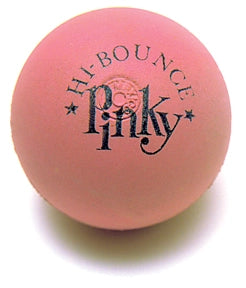 Pink ball with 'Hi Bounce Pinky' text on a white background