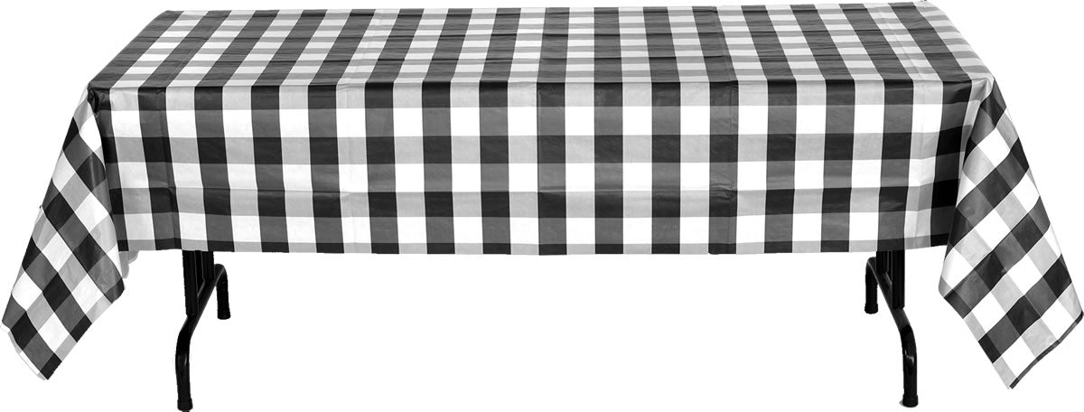 Classic Plaid Paper Table Cover Black and White 54″ x 108″