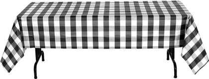 Classic Plaid Paper Table Cover Black and White 54″ x 108″