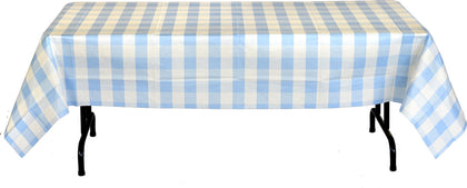 Classic Plaid Paper Table Cover Light Blue and White 54″ x 108″