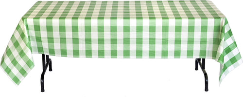 Classic Plaid Paper Table Cover Light Green and White 54″ x 108″