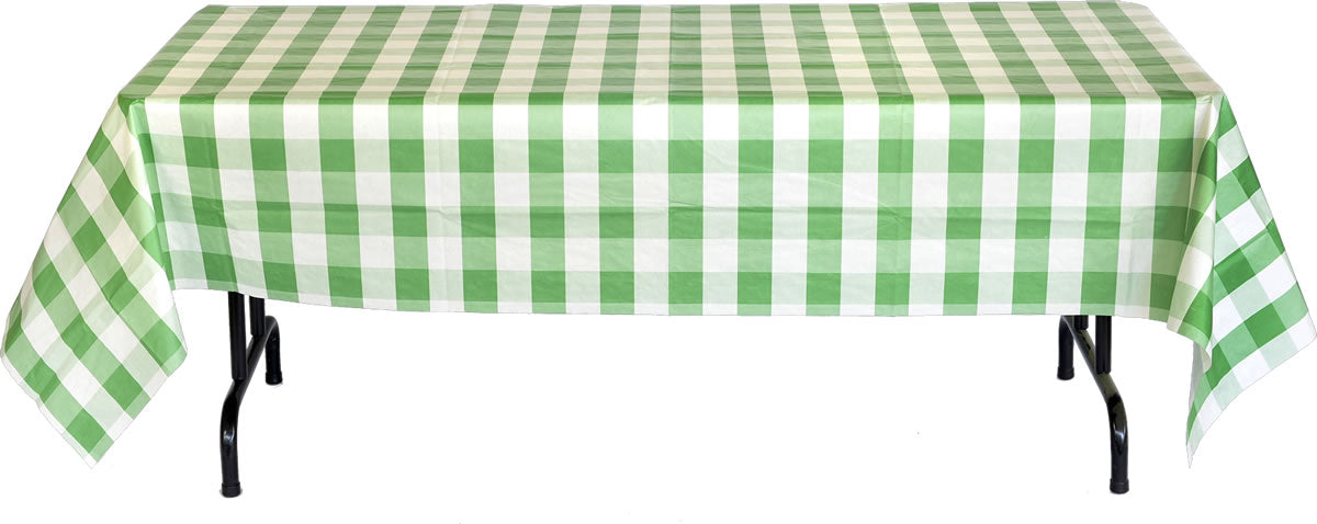 Classic Plaid Paper Table Cover Light Green and White 54″ x 108″