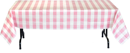 Classic Plaid Paper Table Cover Pink and White 54″ x 108″