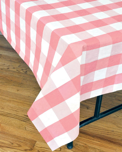 Classic Plaid Paper Table Cover Pink and White 54″ x 108″