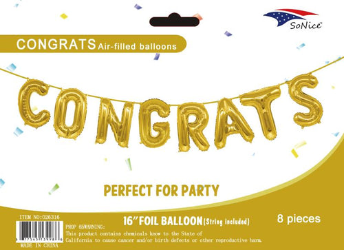Congrats Foil Balloon Kit | Gold