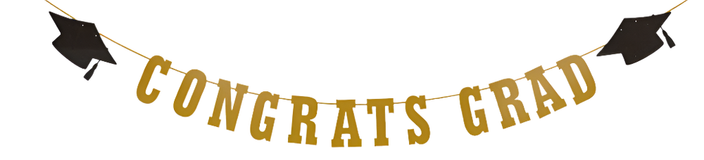 Congrats Grad Diamond Sparkle Banner | Gold