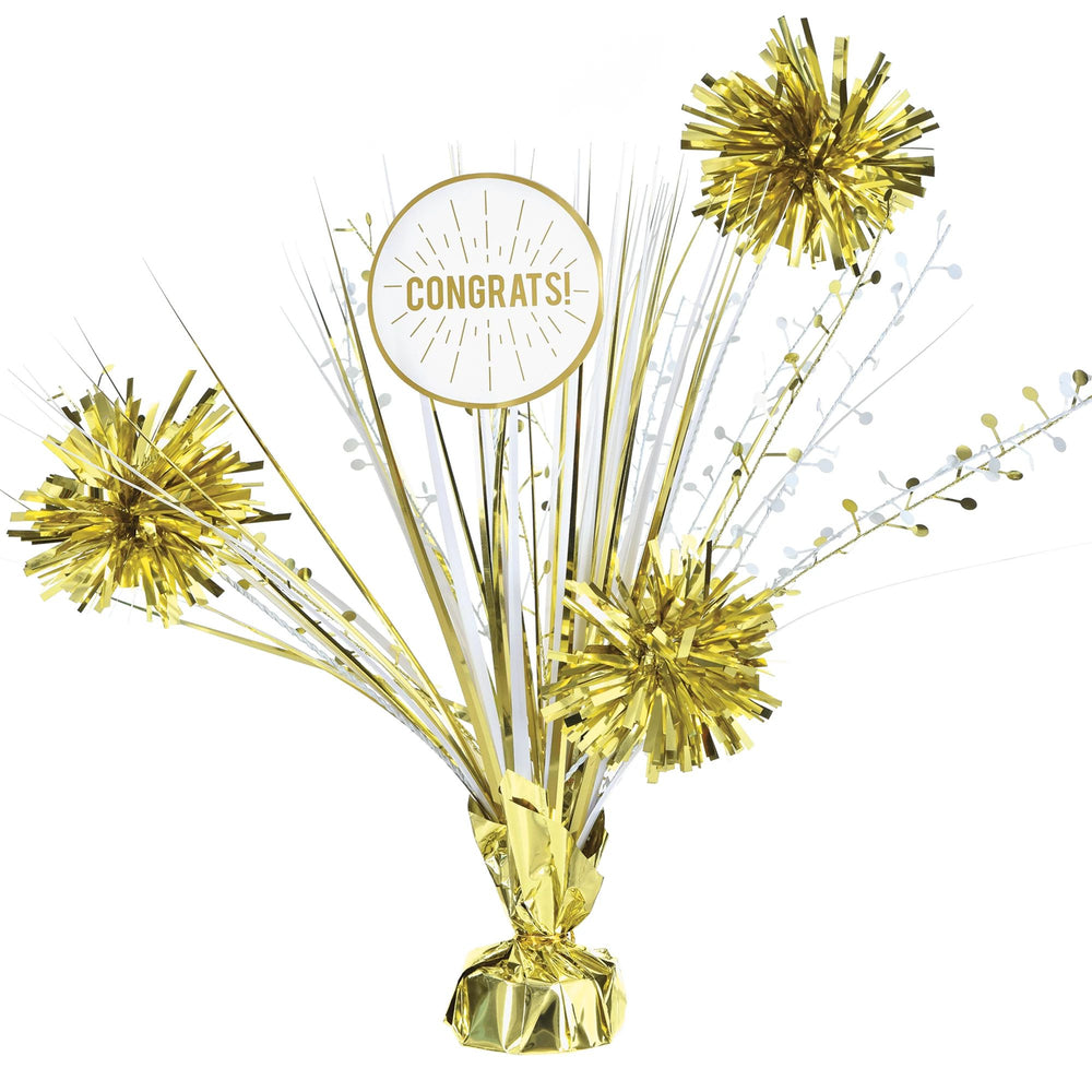 Decorative gold bouquet with 'Congrats!' message on a white background