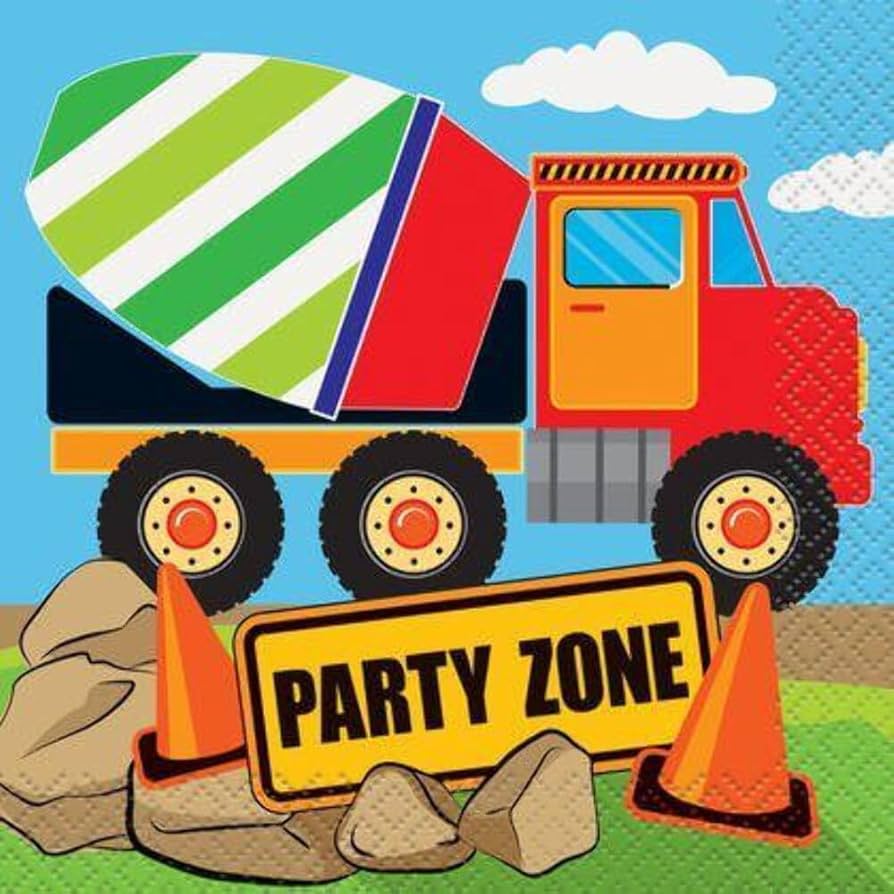 Construction Party Beverage Napkins  16ct