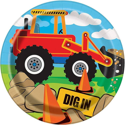 Construction Party Round 7" Dessert Plates  8ct