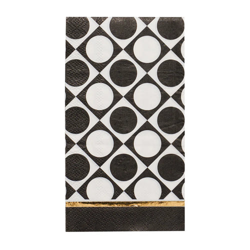Black and white geometric patterned product with gold accent on a white background