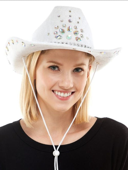 NEW: Cowboy Hat with Jewels White