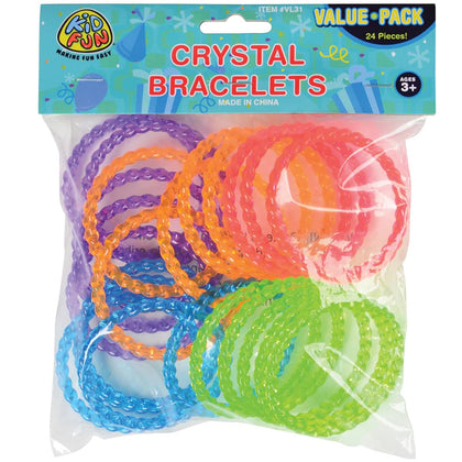 Crystal Plastic Bangle Bracelets-24 Pieces