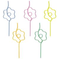 Colorful straw-shaped objects on a white background