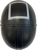 Black textured ball with a square opening on a white background
