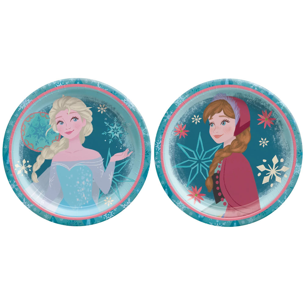 Two round plates featuring characters from a popular animated movie on a white background.