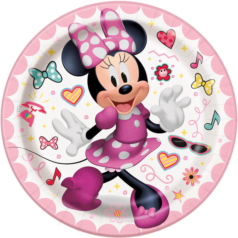 Disney Iconic Minnie Mouse Round 7" Dessert Plates  8ct