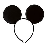 Black headband with round, black mouse ears on a white background