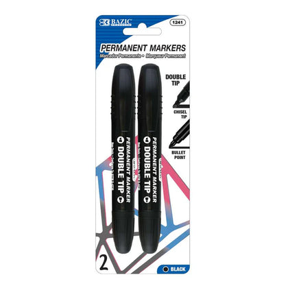 Double-Tip Black Color Permanent Marker (2/Pack)