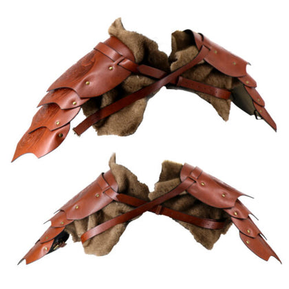 Double Shoulder Pauldron with Fur | Brown