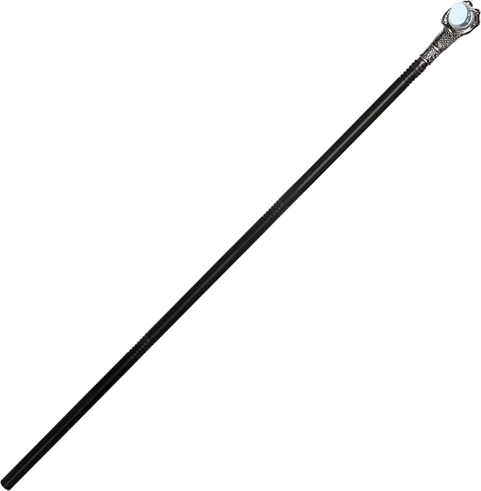 Black staff with a silver top on a white background