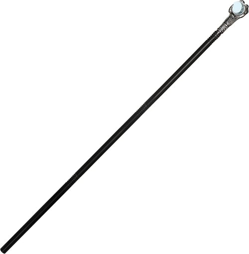 Black staff with a silver top on a white background