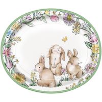Decorative plate with rabbits and floral design