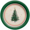 Paper plate with Christmas tree design on a white background
