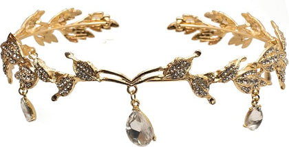 Gold leaf and crystal bracelet on a white background