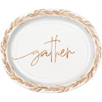 Elegant Thanksgiving "Gather" Oval Plates  8ct - Foil Stamping