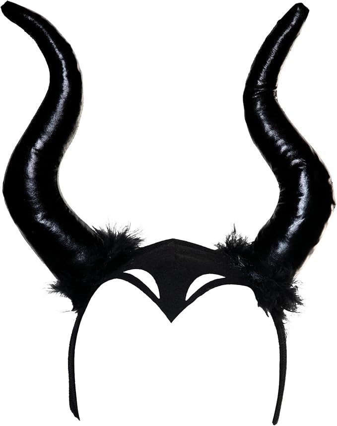 Black horned headband with furry details on a white background