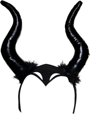 Black horned headband with furry details on a white background