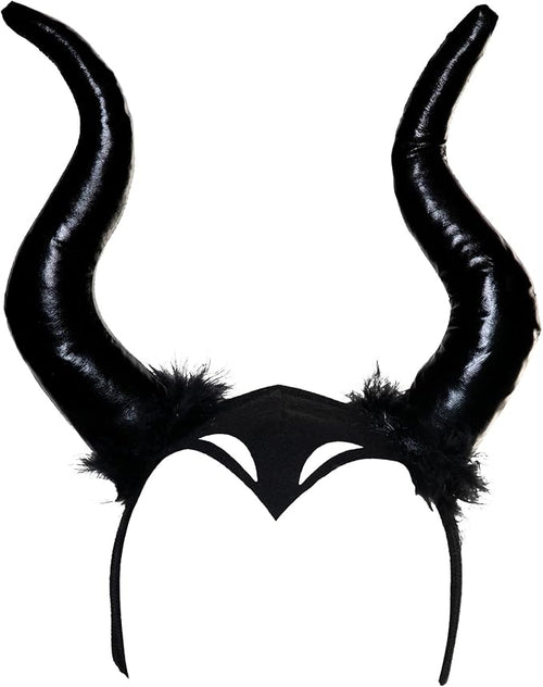 Black horned headband with furry details on a white background