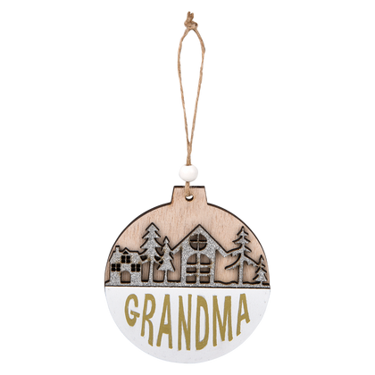 Wood Grandma Ball Ornament